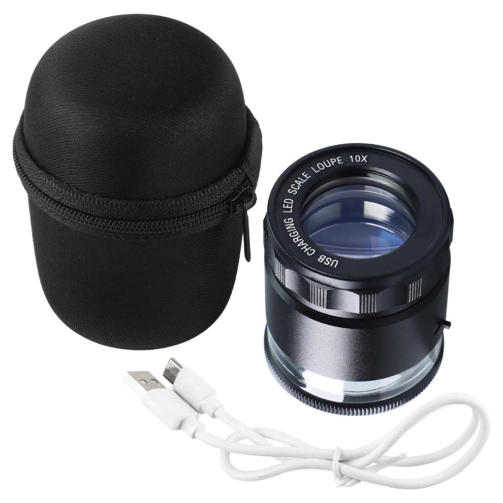 Photos - Other Office Equipment 10X Illuminated Jewelers Magnifier Measuring Scale, USB Rechargeable 6 LED Lights, 25-27mm, Suitable for Jewelry Coins