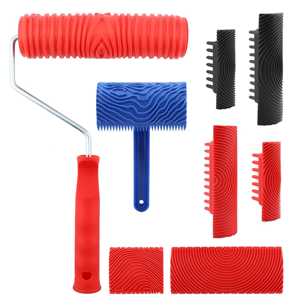 Photos - Putty Knife / Painting Tool Wood Grain Tool Set - Painting Roller with Handle for Wall Floor Deck Furniture DIY Room Decoration