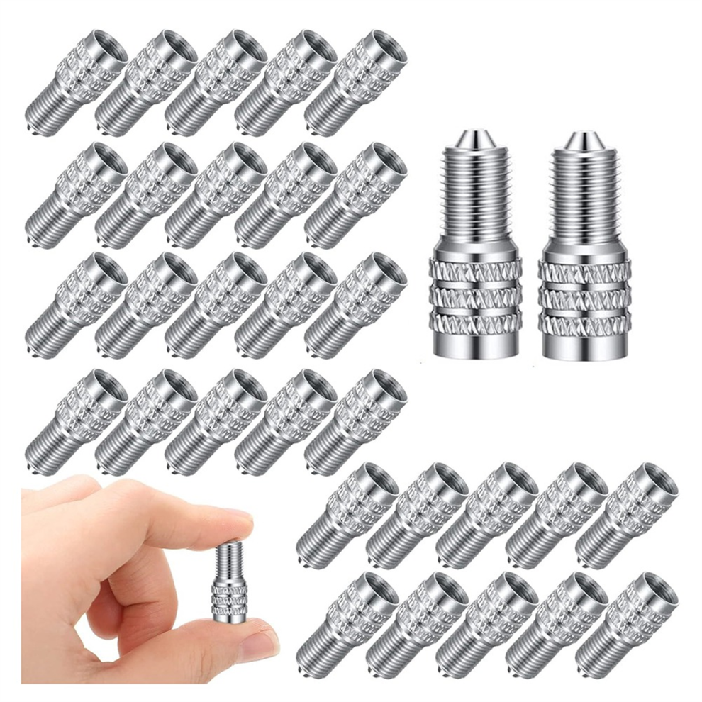 32 Pcs Double Seal Valve Stem Cap Inflate Tire Caps Flow Through Tires Air Metal 4853961899789