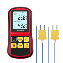 Digital Thermocouple Thermometer, Dual Channel Thermometer with Two K Type Probes LCD Display Temperature Meter