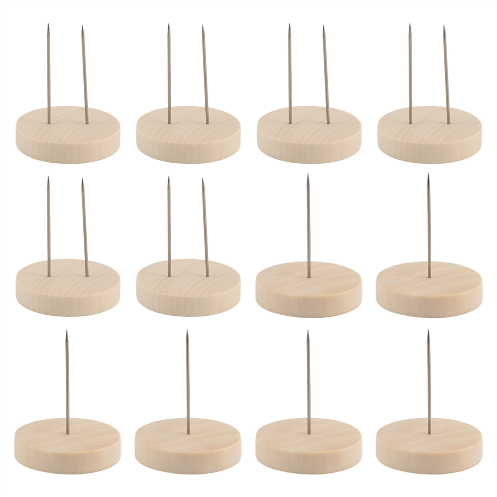 Saudism 12Pcs Crochet Doll Stand Felt Animal Toy Wooden Base Support Action Figure