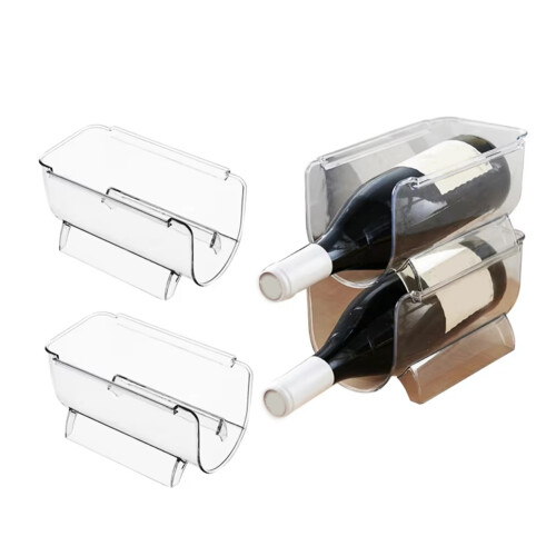 Refrigerator Organizer Wine Bottle Holder Stackable Beverage- Stand Champagne Storage Box Rack 2