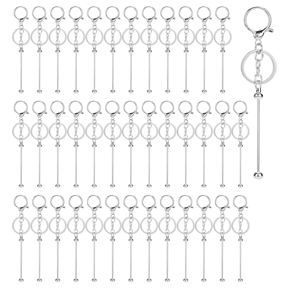 40Pcs Beadable Keychain Bars,Metal Beaded Blank Keychains Key Chain Charms Making Accessories For Craft Diy 4853961813884