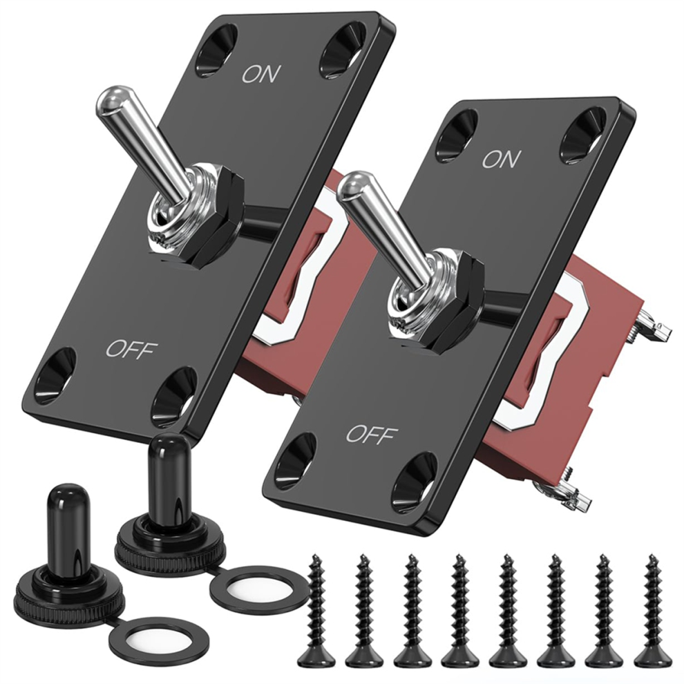 Heavy Duty Toggle Switch 12V,2Pc 2Pin Waterproof Spst Marine On Off With Mounting Panel 30A For Electrical 4853961810807