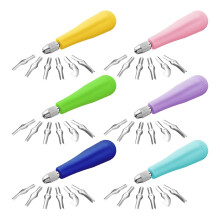 Linoleum Knife Set Engraving Tool Assortment Linocut Block Cutter for Printing Assorted Colors (12 Pack)