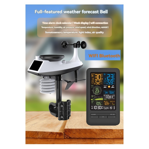 Intelligent Temperature Meter Multifunctional Weather Station Color Screen Digital Clock Wind Anemometer 2