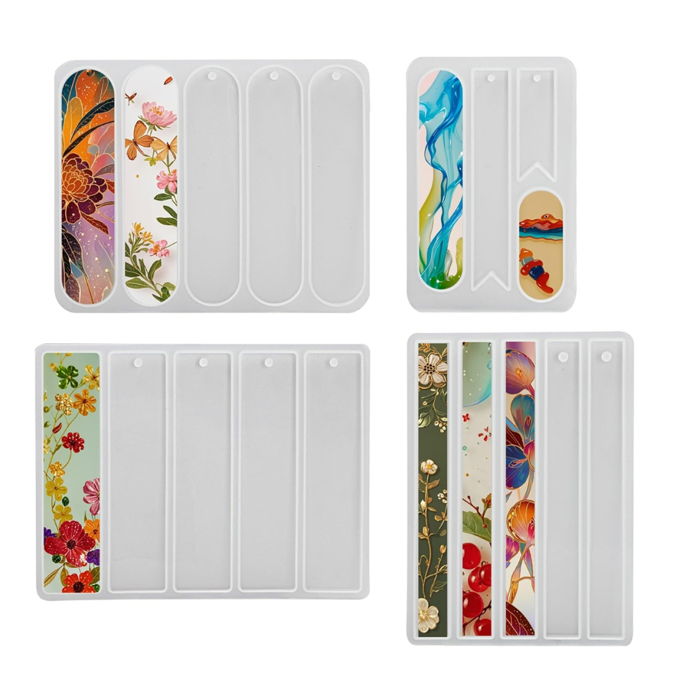 Saudism Silicone Bookmark Molds,Set Of 4 Shiny Bookmarks, Reusable Resin For Diy Bookmarks Crafts Making Supplies