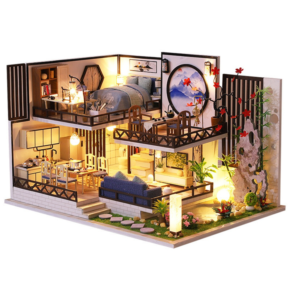 Saudism Light Diy Wooden Casa Roombox Dollhouse With Furniture Doll House Handmade Miniature Toys Birthday Gifts