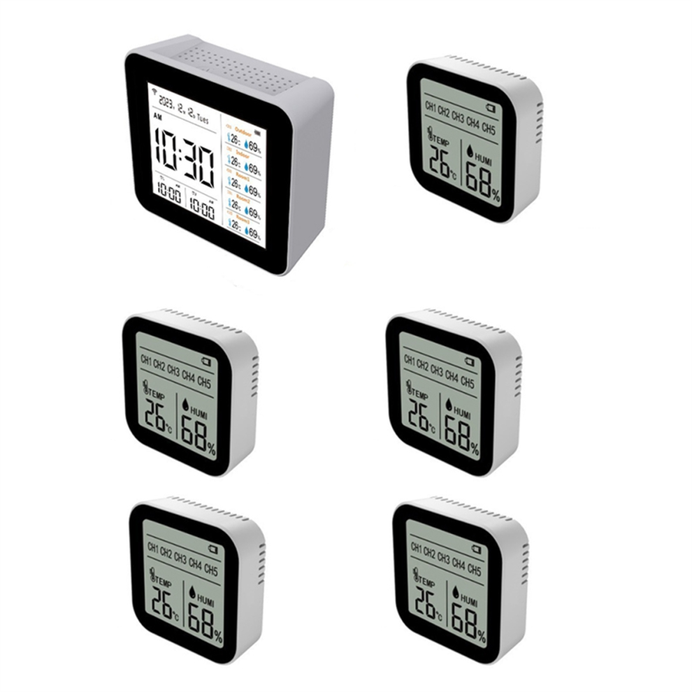 Saudism 13In1 Tuya Wifi Smart Thermometer Hygrometer Indoor Accurate Temperature Humidity Gauge Monitor With Time/Calendar/Alarm