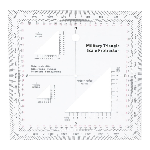 Coordinate Scale Practical Transparent Topographical Map Navigation Protractor