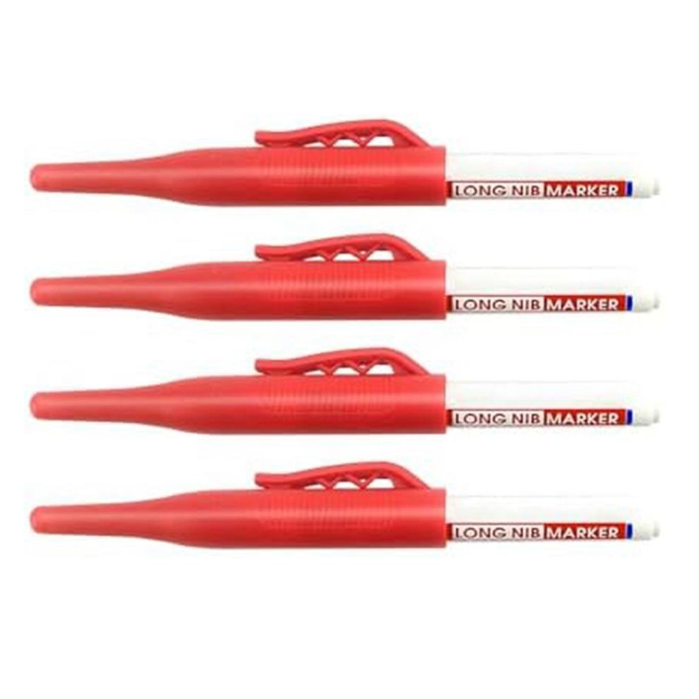 Long-Head Deep Hole Marker,Metal Markers For Steel Waterproof Construction Long Nose Marker Pens Red 4853961819985