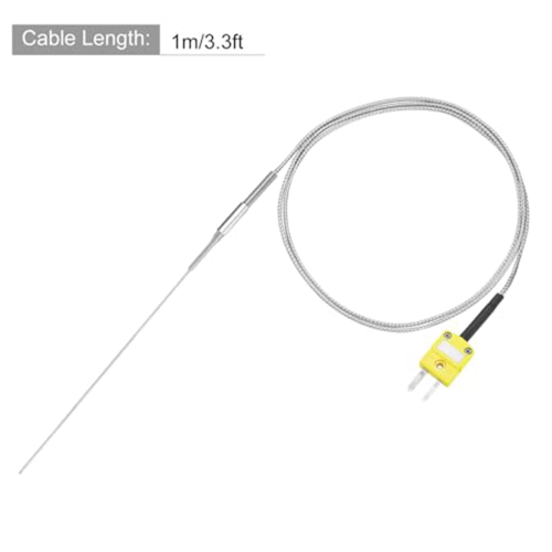 K Type Thermocouple with Plug, Meter Temperature Sensor Probe -50 to 1100C,3.3ft Wire 0.5x150mm 2