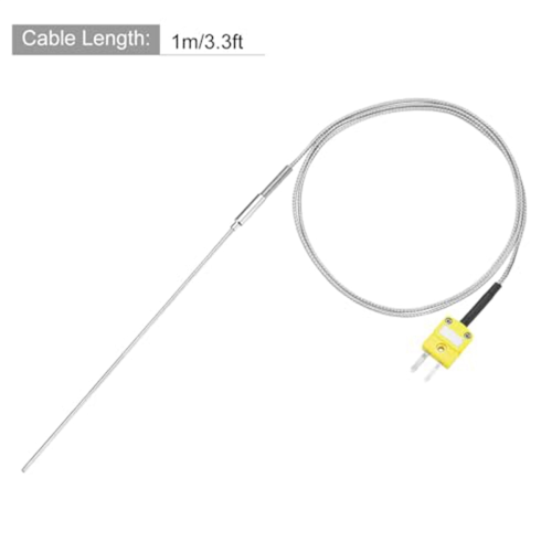 K Type Thermocouple with Plug, Meter Temperature Sensor Probe -50 to 1100C,3.3ft Wire 1x150mm 2