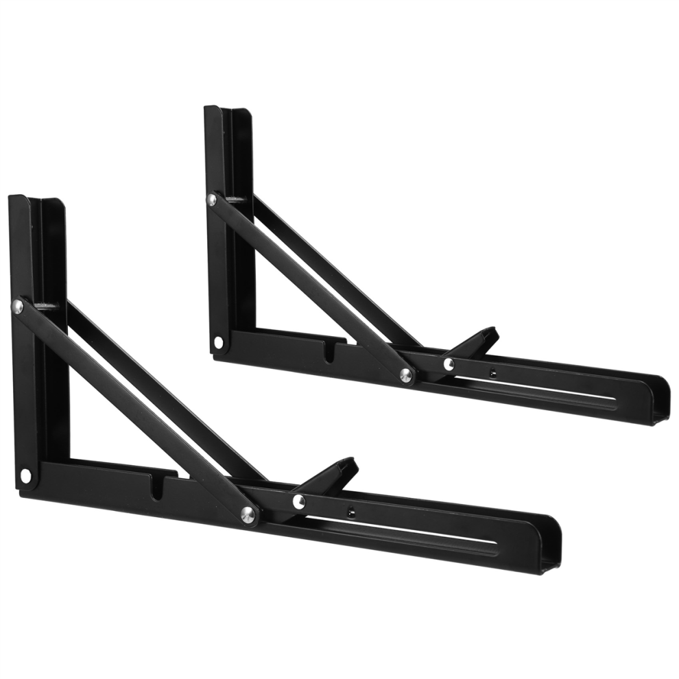 Black Triangle Folding Angle Bracket, Adjustable Wall Shelves,Mounted Table Shelves,Home Hardware,12 Inch,2Pcs 4853961828642