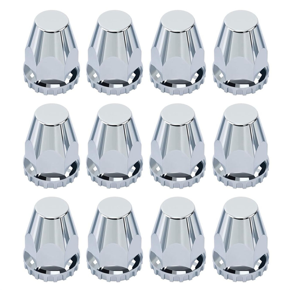 12Pcs Lug Nut Covers Kit,33Mm Abs Chrome Screw-On Hub Caps For Semi Truck Trailer Passenger Car 4853961827607