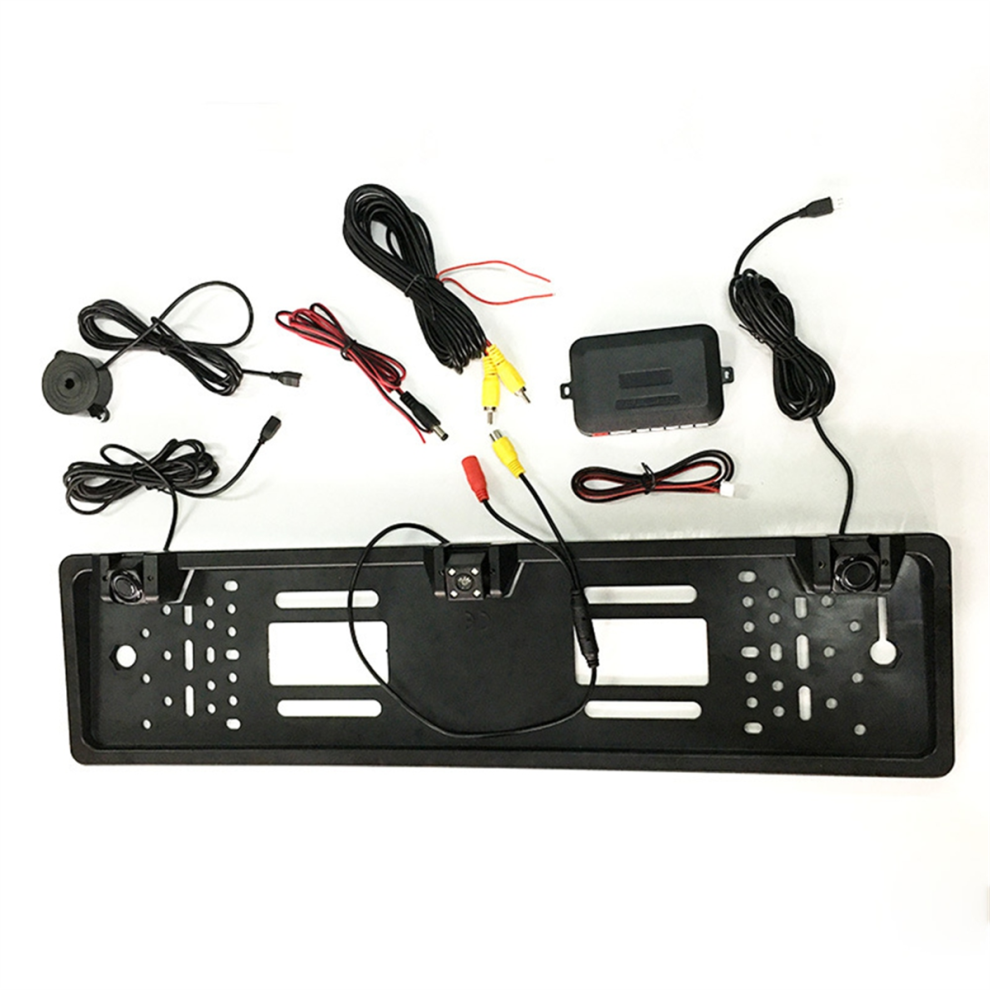 12V 4 Led Car Rear View Camera With Radar Sensor For Parking European License Plate Holder Frame Universal Accessories Black 4853961825030