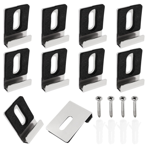10pcs Heavy Duty Mirror Hanging Kit, Mounting Hardware Clips for Wall Mounting, Single Hole Silver 1