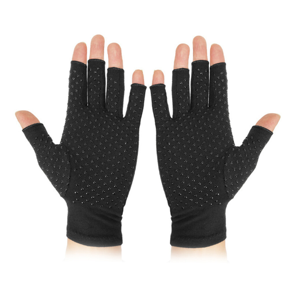 Black 1 Pair Compression Arthritis Gloves Half Finger