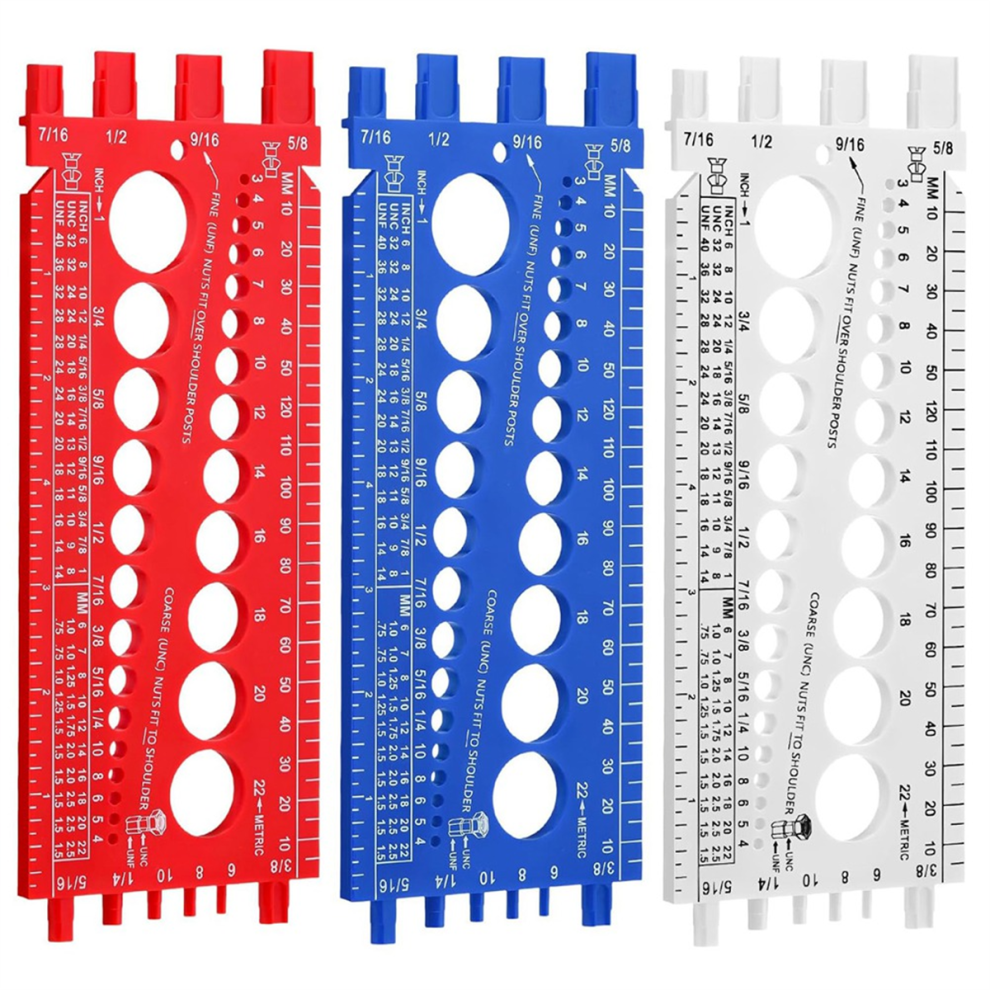 3Pcs Nut Bolt Thread Gauge Plastic Metric And Standard Sizer Tool Measuring Size Identifier 4851045563489
