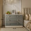 Harmin Grey High Gloss 6 Drawer Storage Cabinet with Matt White Frame 2