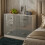 Harmin Grey High Gloss 6 Drawer Storage Cabinet with Matt White Frame 3