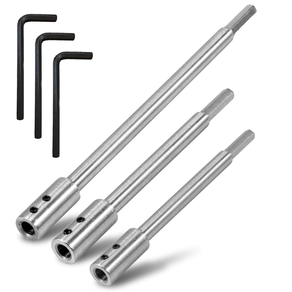 Forstner Bit Extension For 3/8Inch Round Shank, High-Carbon Steel Wood Spade Drill Extender 3Pcs 4851045568705