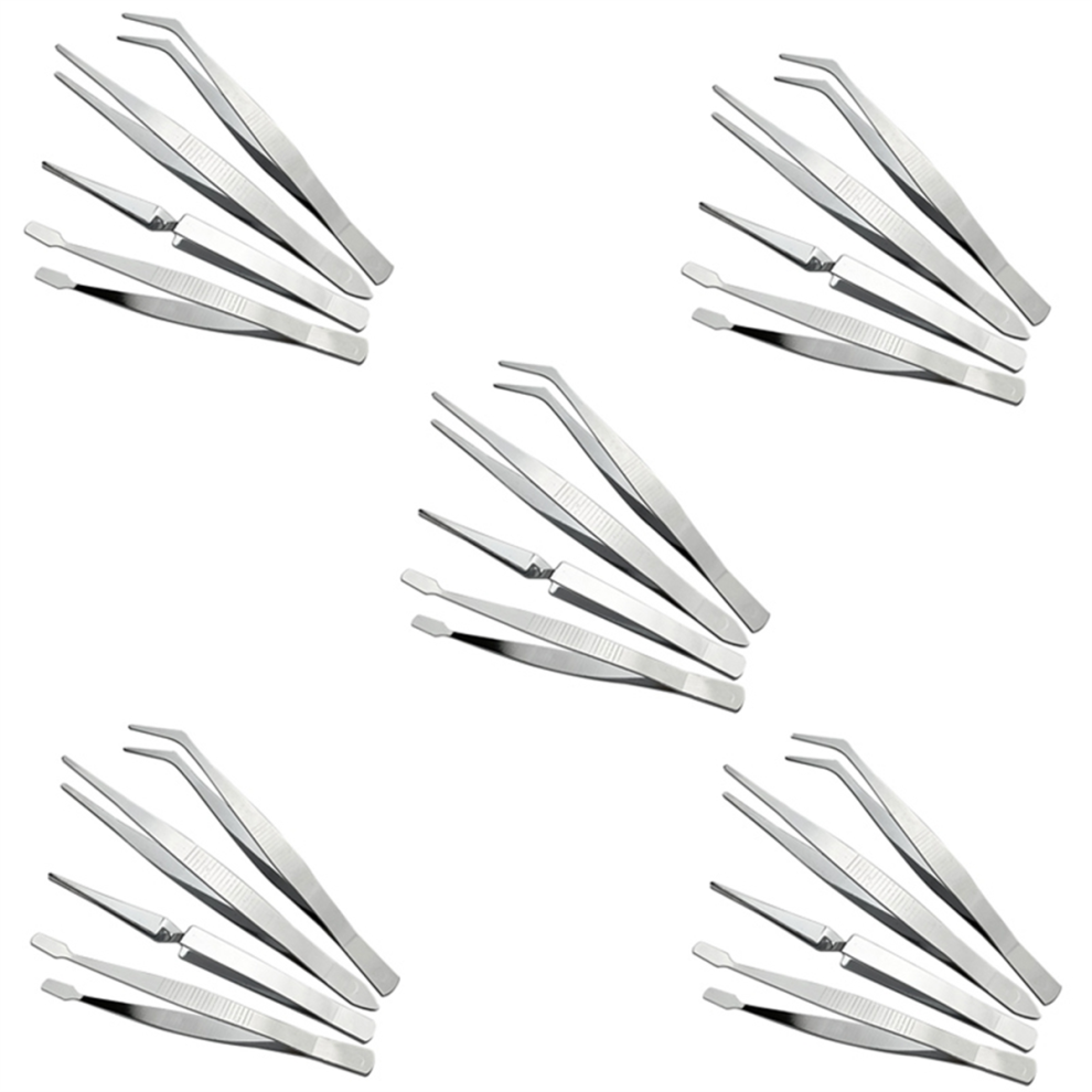 Saudism Stainless Steel Combination Tweezers, Elbow Pointed Labor-Saving Pliers, Reverse Flat Mouth Stamp Collection Clip