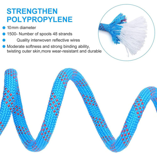 Sledge Rope with Carabiner, Thick Diameter 10 mm, 4 m Lead Handle,for Sledges, Pull 2