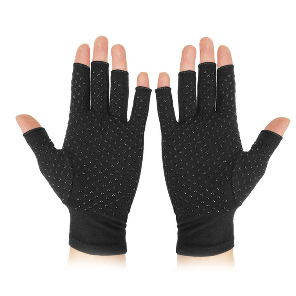 Black 1 Pair Compression Arthritis Gloves Half Finger