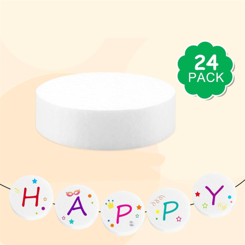 3 Inch Foam Circles for Crafts, 24 Pack 1 Thick Polystyrene Round Discs DIY Projects, Cakes, Decorations 2