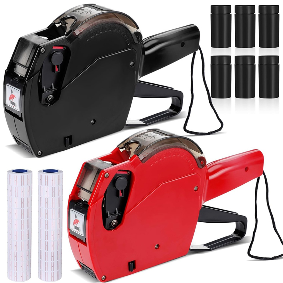 2 Pcs 8 Digits Price Tag-, Pricing- Kit with 20 Rolls Blank White Sticker Labels and 6 Ink Refill-image-OPC-PJ8C99G-NEW