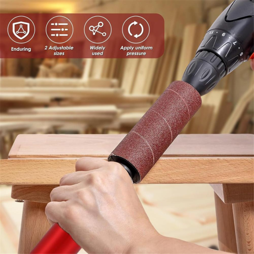 Drum Sander Set,Rubber Sanding Spindle Adapter with 120 Grit Sandpaper Drum, Power Drill Driven 2