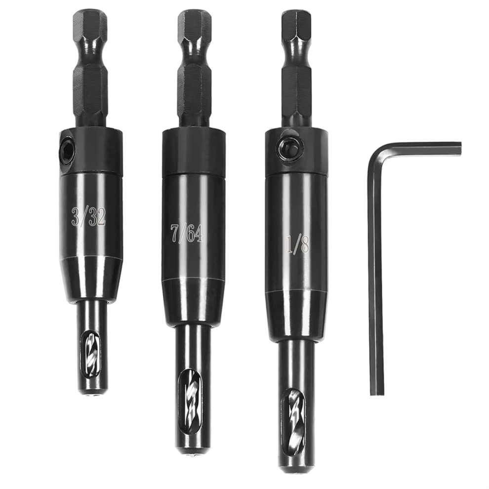 3 Pcs Self Centering Drill Bit Set 3/32Inch, 7/64Inch,1/8Inch, Bit,Self-Centering Hinge 4851045572023