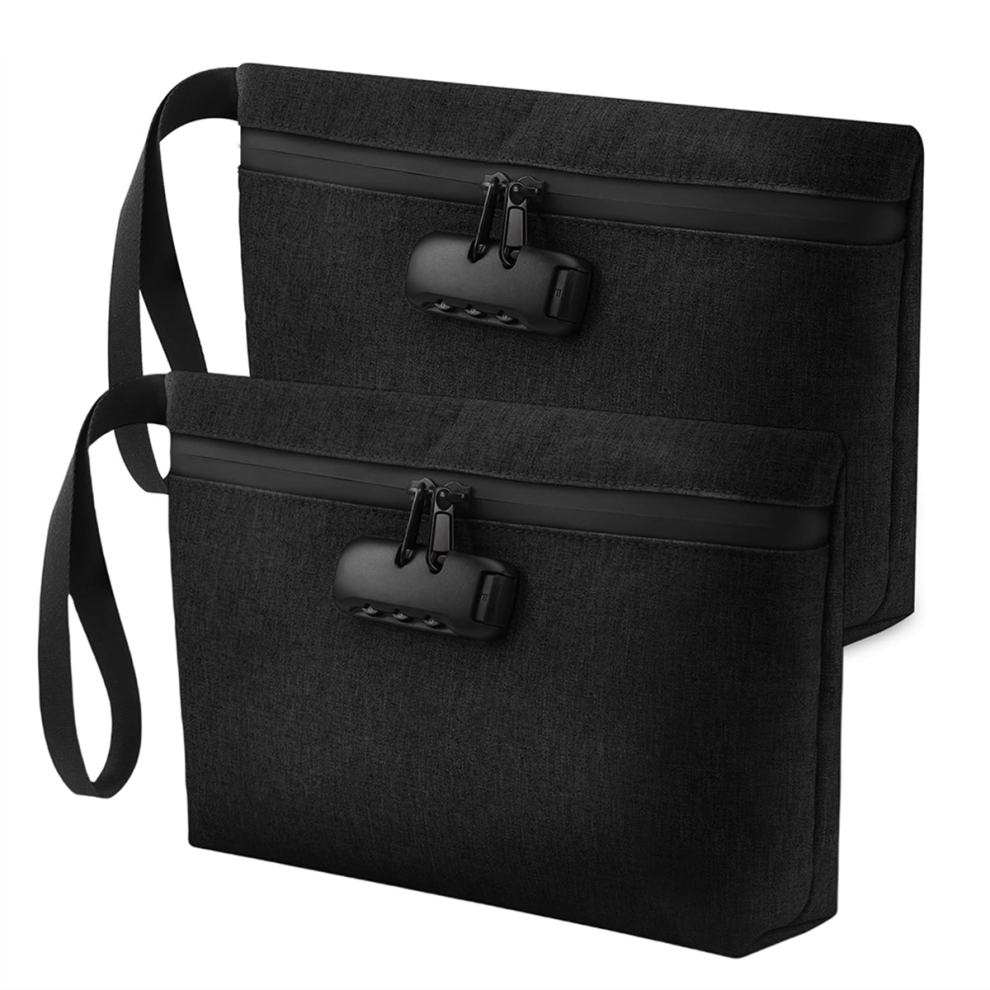 Lockable Money Bag,Cash Safe Bag,Lock Accessory Bag for Men and Women,for Travel, Bank Deposit,Cell Phone,Black-image-OPC-PJ8CB7H-NEW