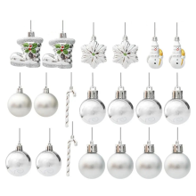 Silver Christmas Tree Decorations, Set of 20 Atmospheric Reusable Ornaments for Christmas, Easy to Suspend