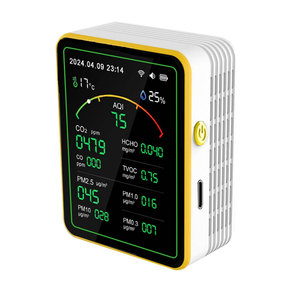 Saudism Tuya Wifi 15 In 1 Air Quality Detector Tft Display Multifunctional Time Temperature And Humidity Test Meter White