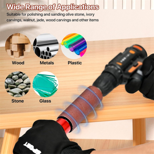 Drum Sander Set,Rubber Sanding for Drill 4-1/2inch X 1-1/2inch, Spindle Adapter Power 2