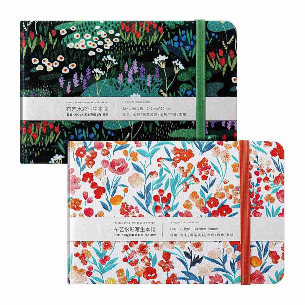 2Pcs Watercolor Sketchbooks 3.5x5.5in Portable Journal 20 Sheets/40 Pages 140lb/300gsm for Painting Sketching-image-OPC-PJ8CCBP-NEW