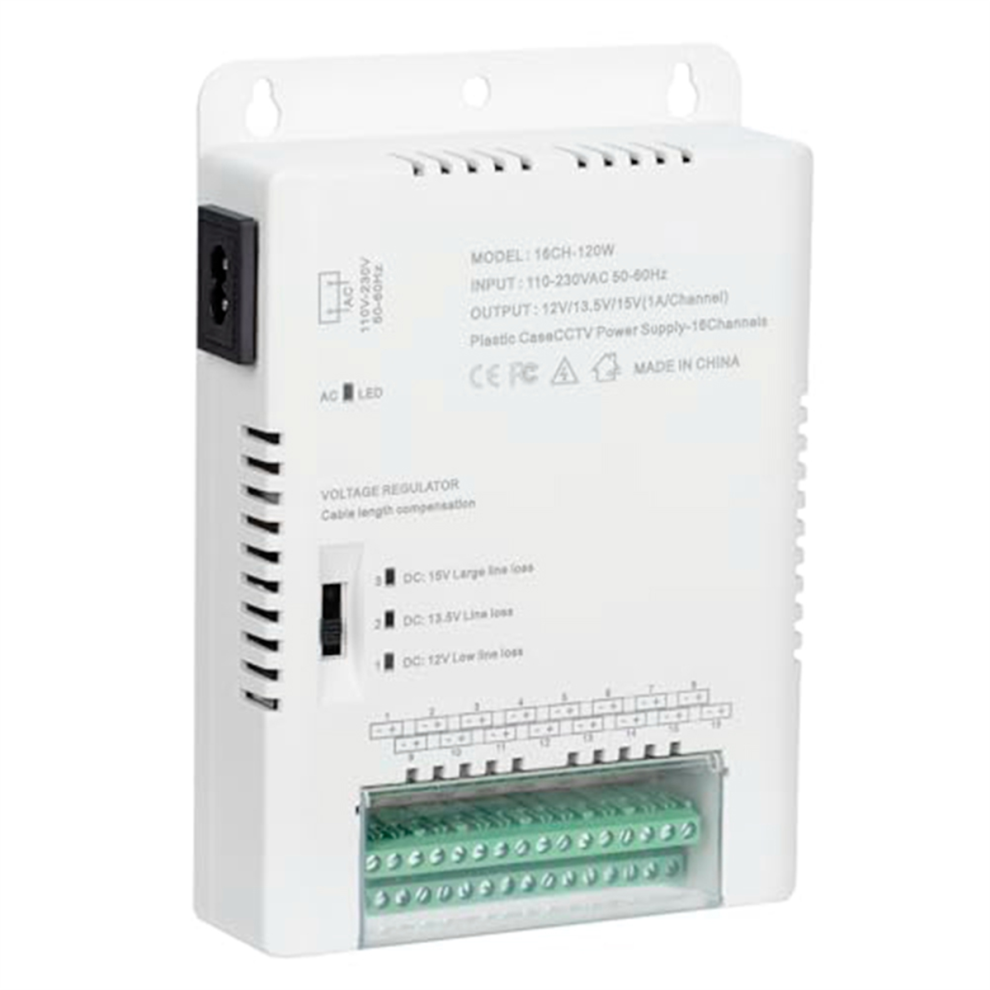 Cctv Camera Power Supply Distribution 90V-264Vac Input To 12V-13.8-15Vdc Output 16 Channel, Hd16c120w 4851045591208