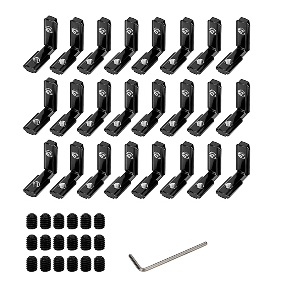24Pcs 2020 Series L-Shape Interior Inside Corner Connector Joint Bracket With Screws Black 4851045590218