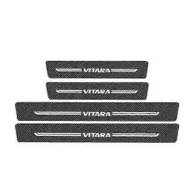 (4pcs) Car Interior Car Front Rear Door Threshold Sill Stickers for Suzuki VITARA Logo 2023 Trunk Bumper Protect Plate Anti Scratch Trim Accessories