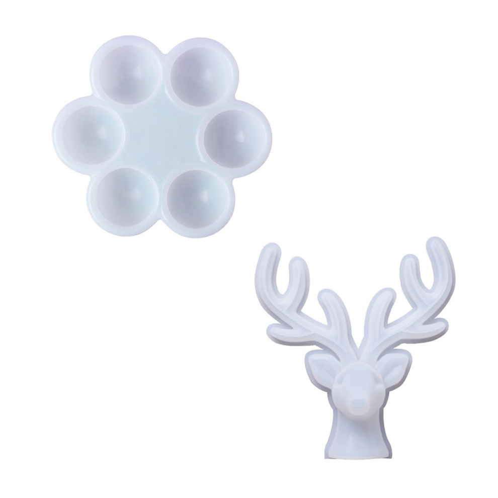 Saudism Deer Handicraft Resin Mold Kit Box With 6 Bowls. Diy Casting For Candy Cosmetic Jewelry Container