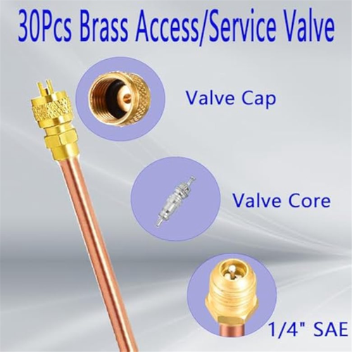 30Pcs Access Service Valve,Refrigerator Valves Kit, Stem Core AC Refrigeration Valve 2