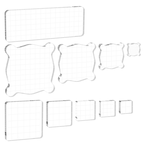 10PCS Acrylic Stamp Block,Versatile Assorted Size Blocks, Stamping Platform Tools Set for Card Making 1