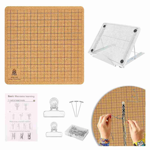 Braiding Board and Pin Set with Holder Double Sided Board,for Bracelets,Knotting Rope Macrame Kit 1