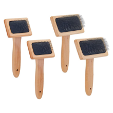4Pcs Wool Brush Hand Carders Slicker Needle Felting with Solid Wood Handle Wheat Color for Dogs