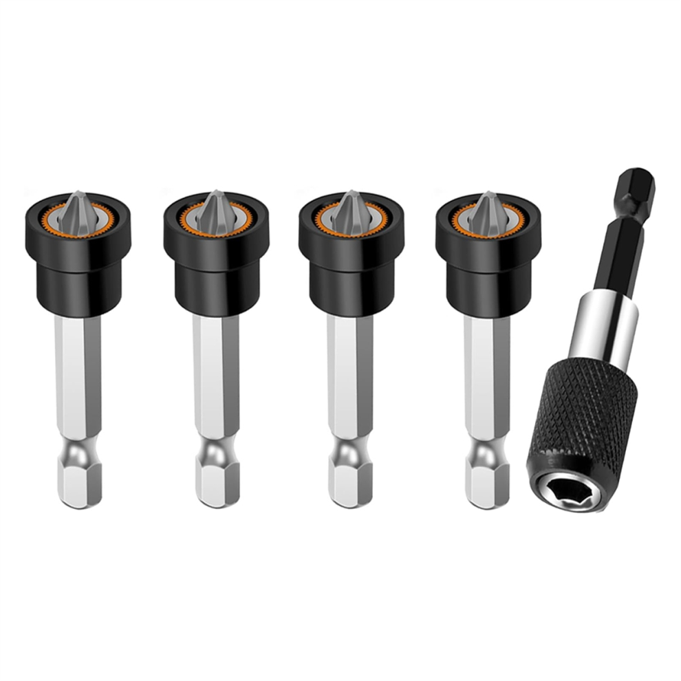 5Pcs Premium Magnetic Drywall Screw Setter- Ph2 Bits For Plasterboard Sheetrock 1/4 Inch Hex Positioning Bit A 4851045586327