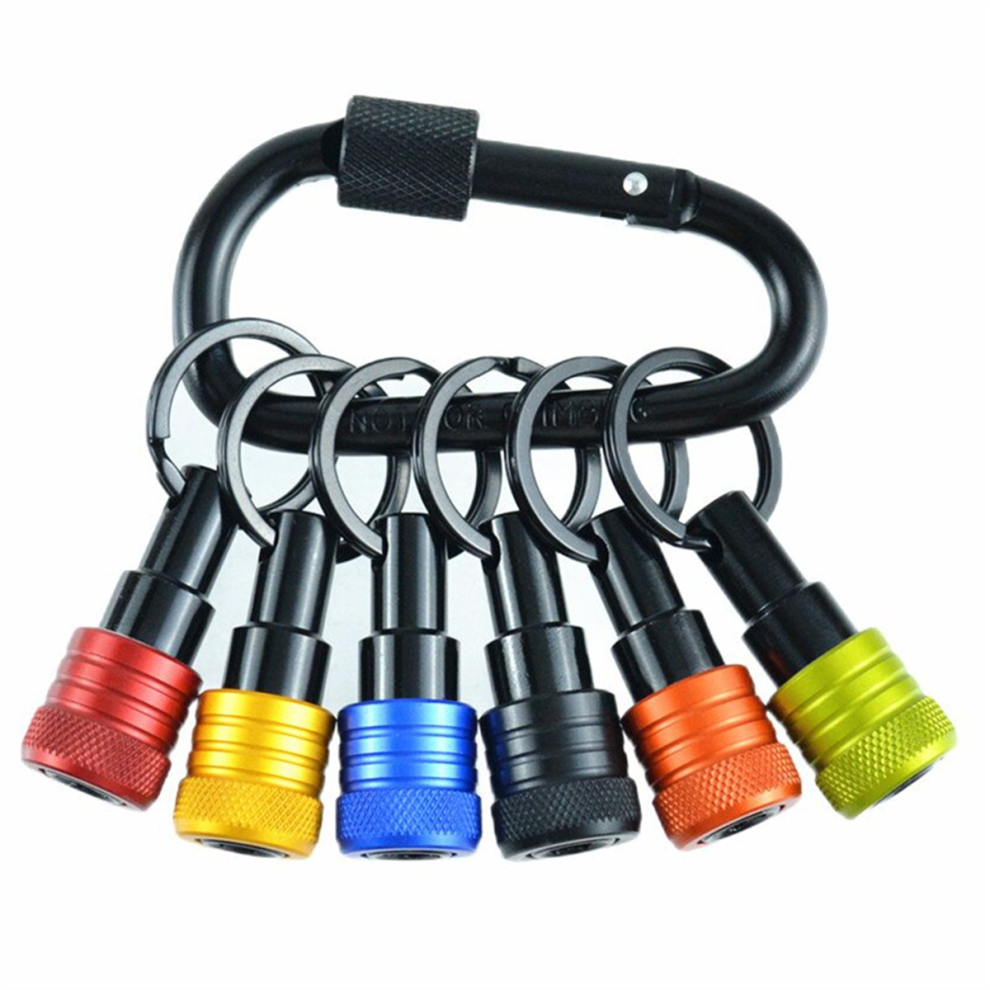 Bit Holder Keychain 6Pc -1/4In Hex Shank Holders -For Nut Driver,Screwdriver & Drill Bits,Include Carabiner 4851045594827