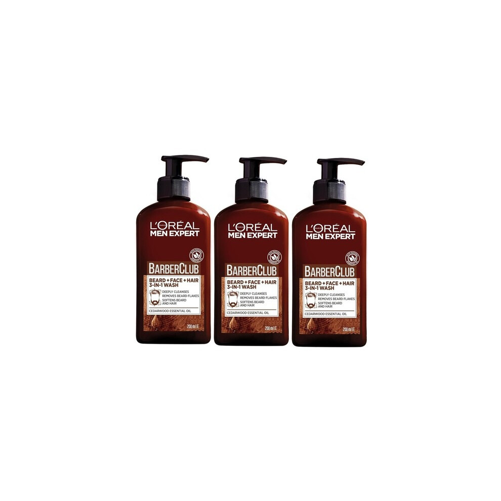 3x L'OrÃ©al Men Expert Barber Club Beard FaceHair Wash 200ml Total Care-image-OPC-PJ8T559-NEW