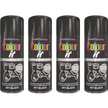 4 x 400ml Jet Black Gloss Spray Paint All Purpose Aerosol Metal & Wood
